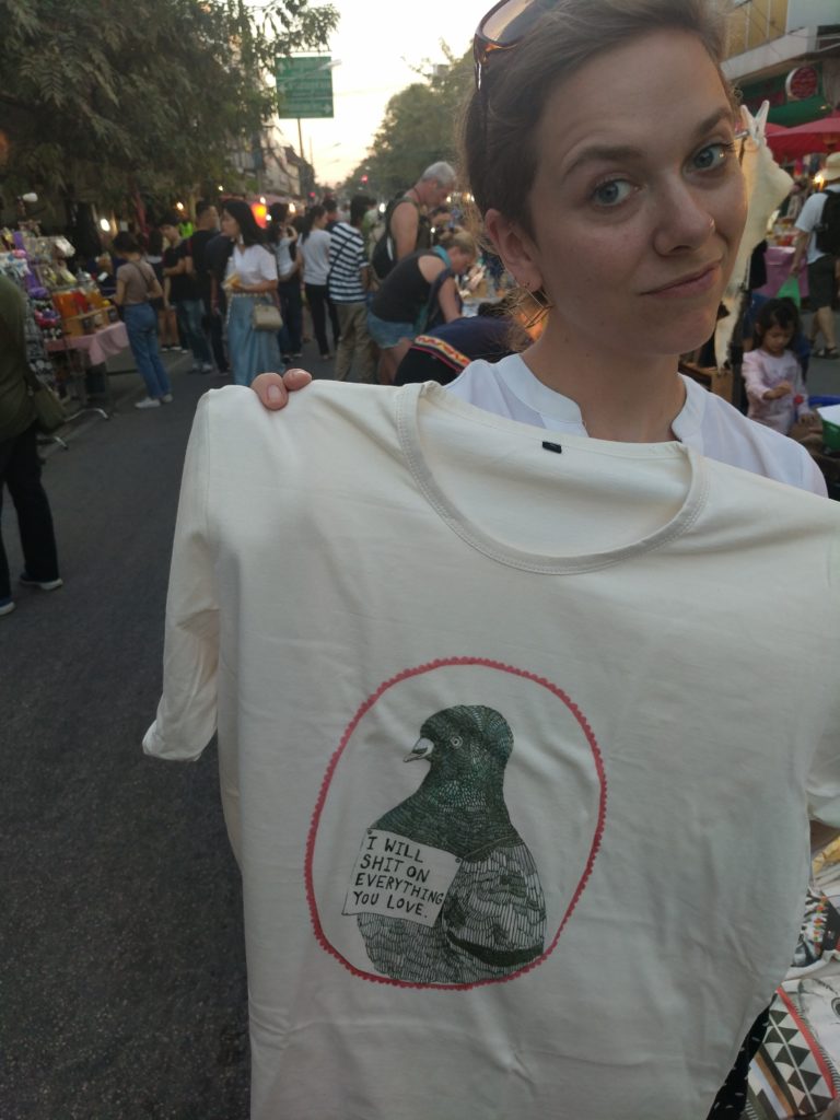 At the night market. For some reason, this shirt speaks to me ...